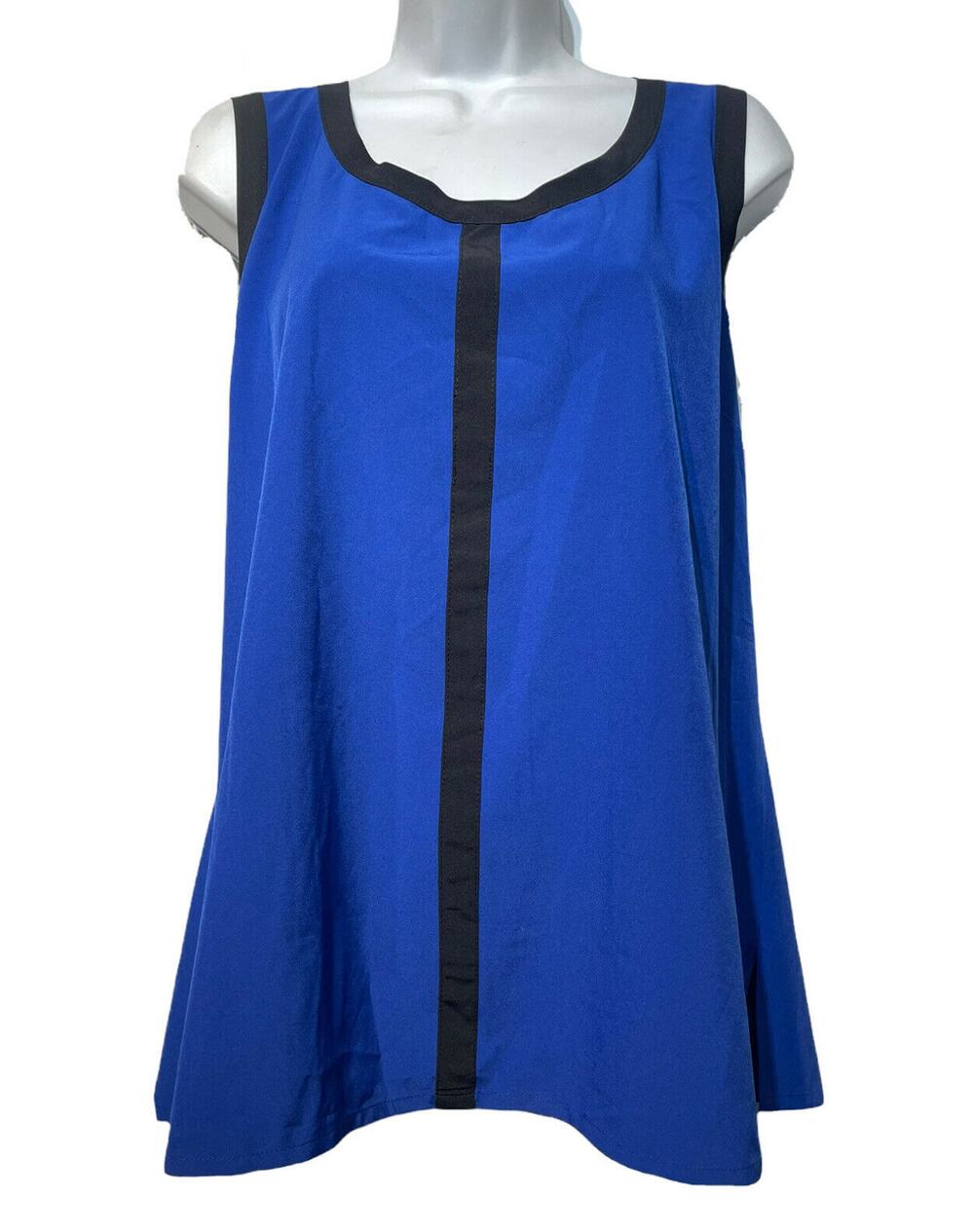 very vollbracht blue black sleeveless tank top plus size 1X